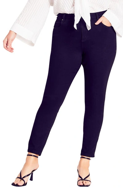 City Chic Pacifica High Waist Ankle Skinny Jeans In Black | ModeSens