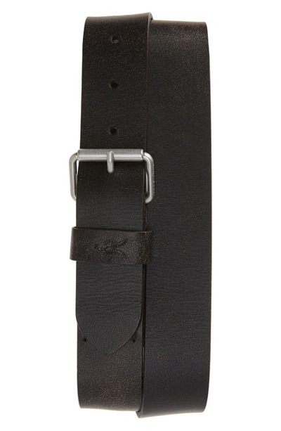 Shop Allsaints Ramskull Embossed Leather Belt In Black/ Dull Nickel