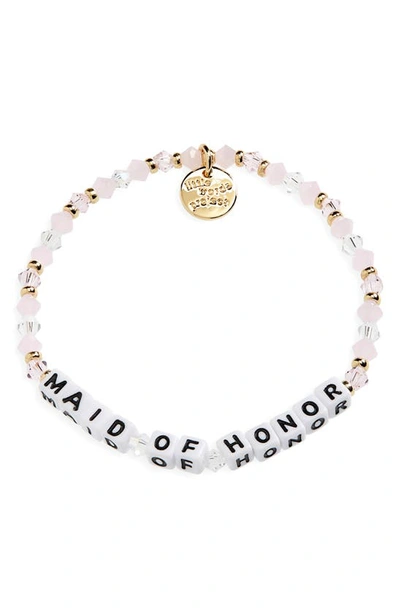 Shop Little Words Project Maid Of Honor Beaded Stretch Bracelet In Blush White