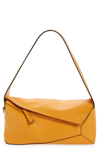 Shop Loewe Puzzle Leather Hobo Bag In Mandarin