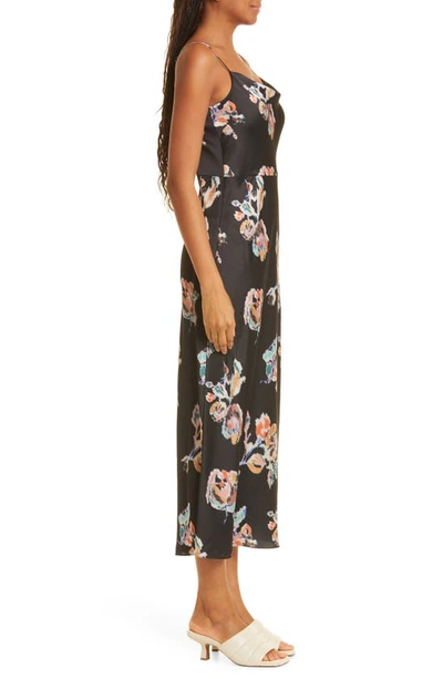 Shop Vince Ikat Floral Cowl Neck Satin Slipdress In Black