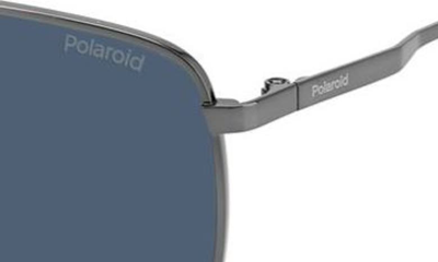 Shop Polaroid 61mm Polarized Rectangular Sunglasses In Dark Ruthen / Blue Polarized