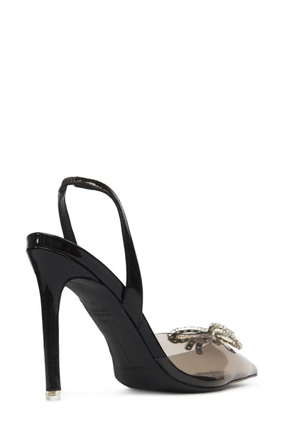 Black Suede Studio Monroe Slingback Pointed Toe Pump In Black/ Black Pvc
