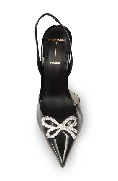 Black Suede Studio Monroe Slingback Pointed Toe Pump In Black/ Black Pvc