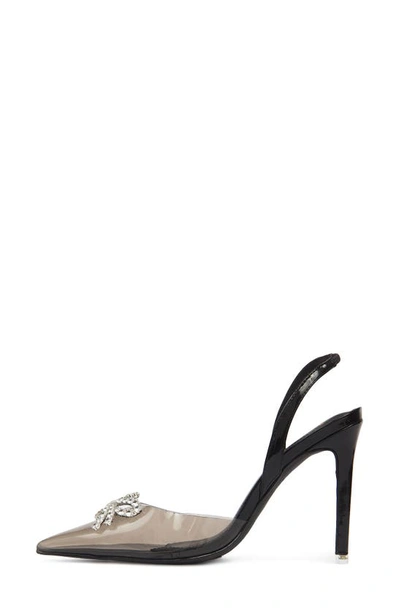 Black Suede Studio Monroe Slingback Pointed Toe Pump In Black/ Black Pvc