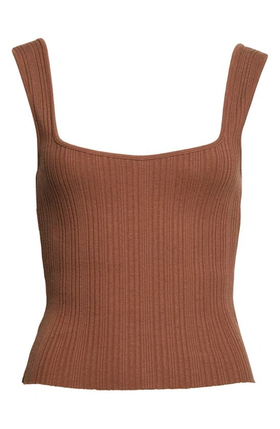 Shop Vince Square Neck Rib Tank Top In Hazelnut