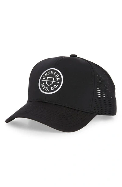 Shop Brixton Crest X Mp Snapback Baseball Cap In Black