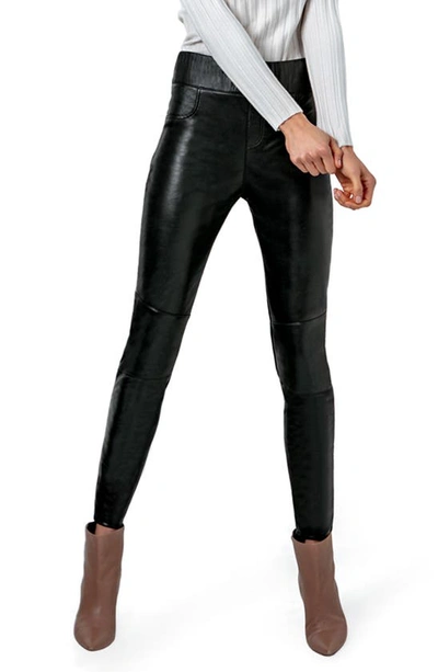 Shop As By Df Gigi Stretch Leather & Knit Control Top Leggings In Black