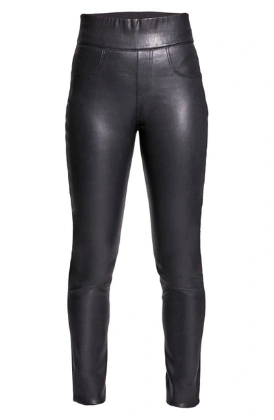 Shop As By Df Gigi Stretch Leather & Knit Control Top Leggings In Black