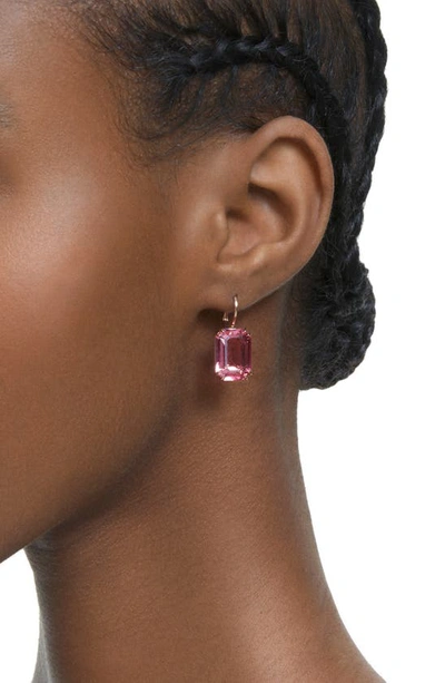 Swarovski Millenia Pink Rose Gold-tone Plated Octagon Cut Earrings In Pink
