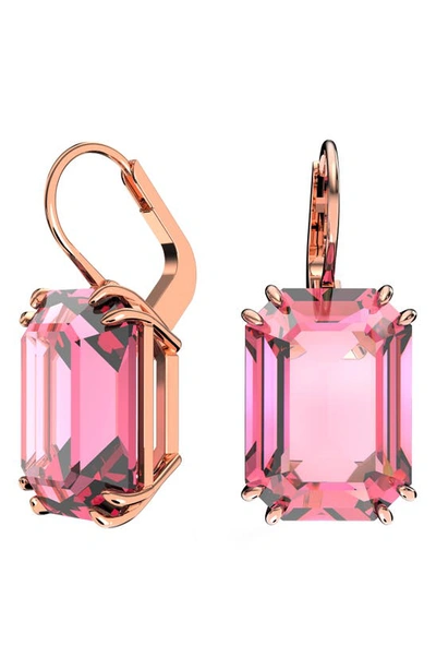 Shop Swarovski Millenia Octagon Crystal Drop Earrings In Pink