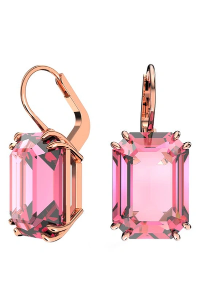 Swarovski Millenia Pink Rose Gold-tone Plated Octagon Cut Earrings In Pink