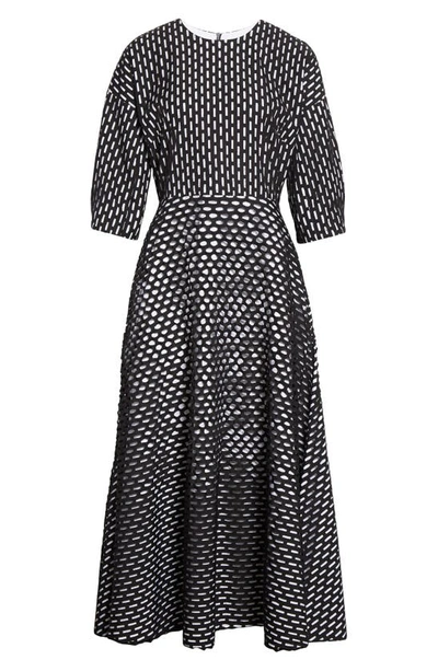 Shop Partow Amelia Perforated Midi Dress In Black