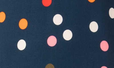 Akris Punto Polka Dot Flounce-hem Crepe Shift Dress In Denim-multi