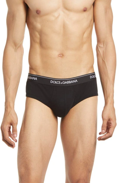 Shop Dolce & Gabbana Two-pack Logo Band Stretch Cotton Briefs In Black