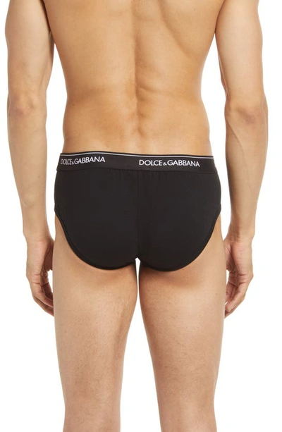 Shop Dolce & Gabbana Two-pack Logo Band Stretch Cotton Briefs In Black