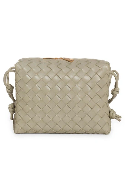 Shop Bottega Veneta Small Intrecciato Leather Shoulder Bag In Travertine-gold