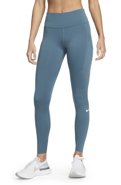 Shop Nike Epic Luxe Dri-fit Pocket Running Tights In Ash Green