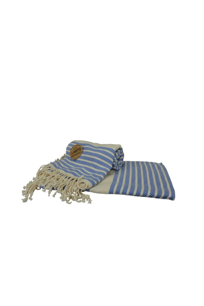 Shop A&r Towels Hamamzz Peshtemal Traditional Woven Towel (ocean Blue/cream) (one Size)