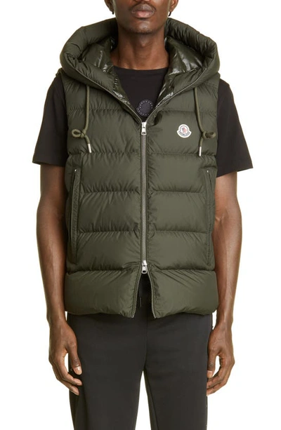 Moncler Green Cardamine Hooded Quilted Gilet In Dark Green | ModeSens