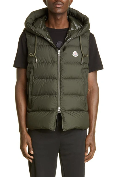 Shop Moncler Cardamine Hooded Puffer Vest In Military