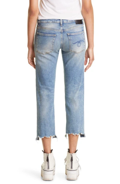 R13 Chewed Hem Crop Straight Leg Jeans In Jasper Stretch