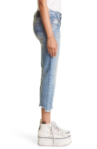 R13 Chewed Hem Crop Straight Leg Jeans In Jasper Stretch