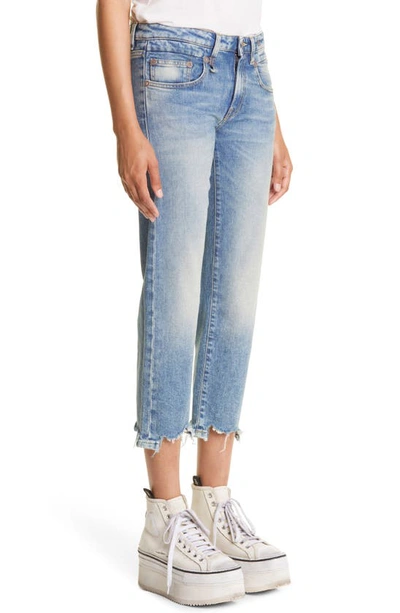 R13 Chewed Hem Crop Straight Leg Jeans In Jasper Stretch