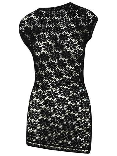 Shop Jil Sander Floral Crochet Asymmetric Top In Black
