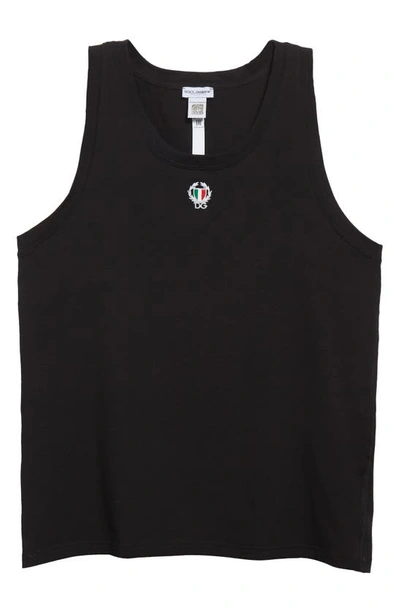 Shop Dolce & Gabbana Embroidered Dg Patch Tank In Black