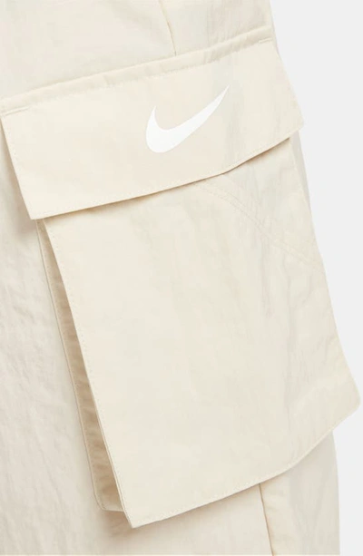 Shop Nike Sportswear Essential Woven High Waist Shorts In Sanddrift/ White
