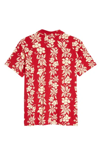 Shop Rrl Floral Print Cotton Button-up Camp Shirt In Bermuda Red