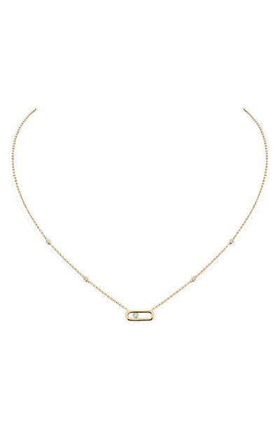 Shop Messika Move Uno Diamond Station Pendant Necklace In Yellow Gold