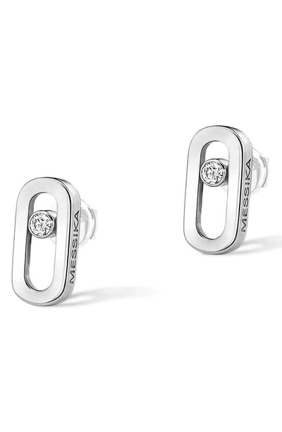 Shop Messika Move Uno Diamond Post Earrings In White Gold