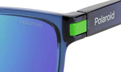 Shop Polaroid 58mm Polarized Rectangular Sunglasses In Blue Green / Green ml Pz