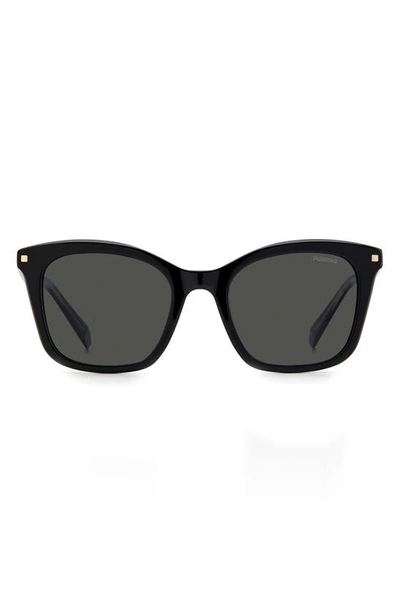Shop Polaroid 51mm Polarized Rectangular Sunglasses In Black / Gray Pz