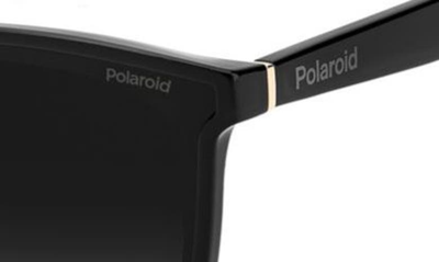 Shop Polaroid 64mm Polarized Square Sunglasses In Black / Gray Sf Pz