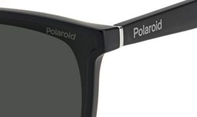 Shop Polaroid 64mm Polarized Square Sunglasses In Matte Black / Gray Pz