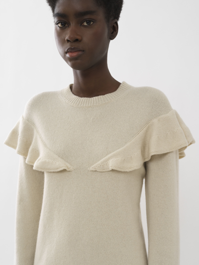 Shop Chloé Ruffled Sweater White Size S 100% Cashmere