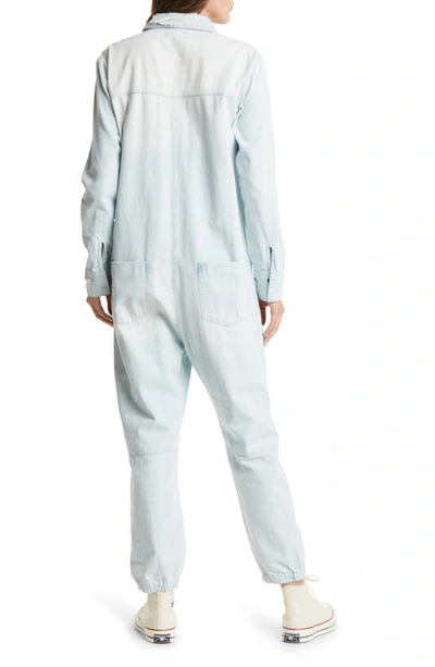 Shop One Teaspoon Paradise Long Sleeve Cotton Chambray Jumpsuit In Classic Chambray