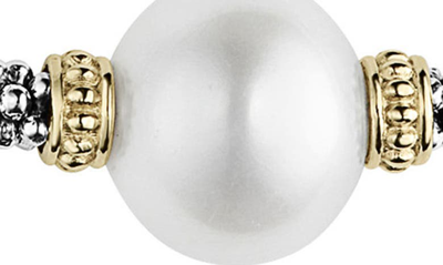 Shop Lagos Luna Pearl Single Station Caviar Bracelet In Silver/ Pearl