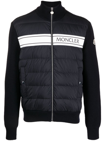 Shop Moncler Cardigan In Blu