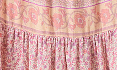 Shop Lucky Brand Mix Print Tiered Cotton Blend Sundress In Peach Multi