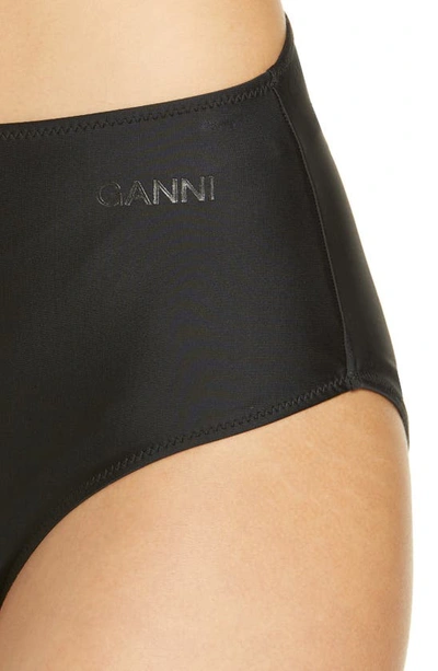 Shop Ganni Core High-waist Bikini Bottoms In Black