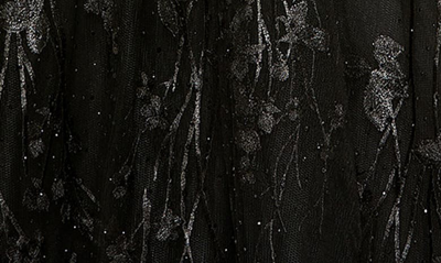 Shop Mac Duggal Sequin Floral Cap Sleeve Ballgown In Black