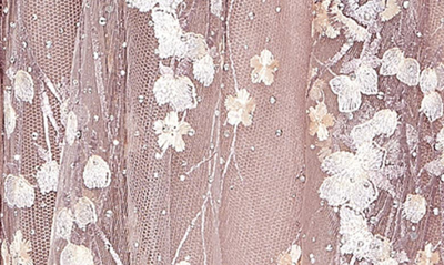 Shop Mac Duggal Sequin Floral Cap Sleeve Ballgown In Lilac