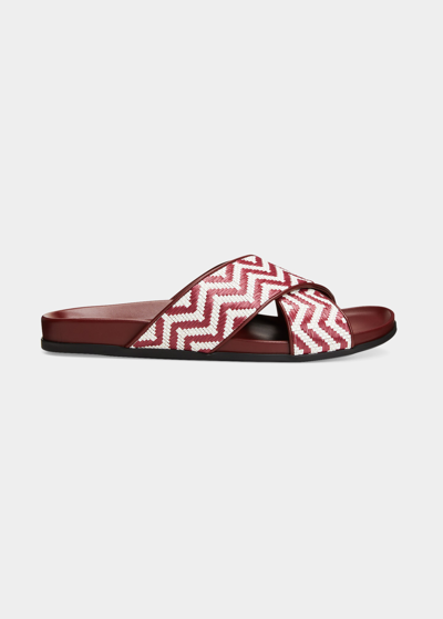 Shop Manolo Blahnik Men's Chiltern Raffia Slide Sandals In Ywov974w