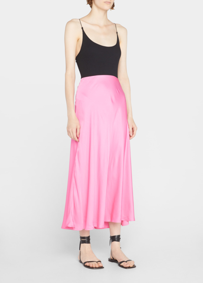 Shop L Agence Clarisa Bias Midi Skirt In Dark Ros