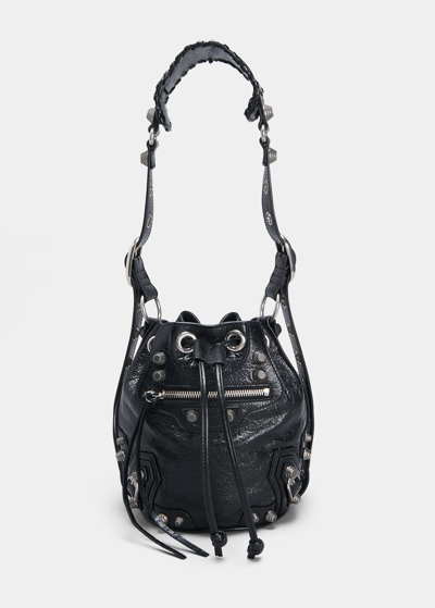 Shop Balenciaga Le Cagole Xs Lambskin Bucket Bag In Black