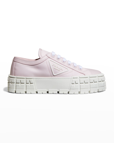 Shop Prada 50mm Logo Flatform Sneakers In Alabaster Pink